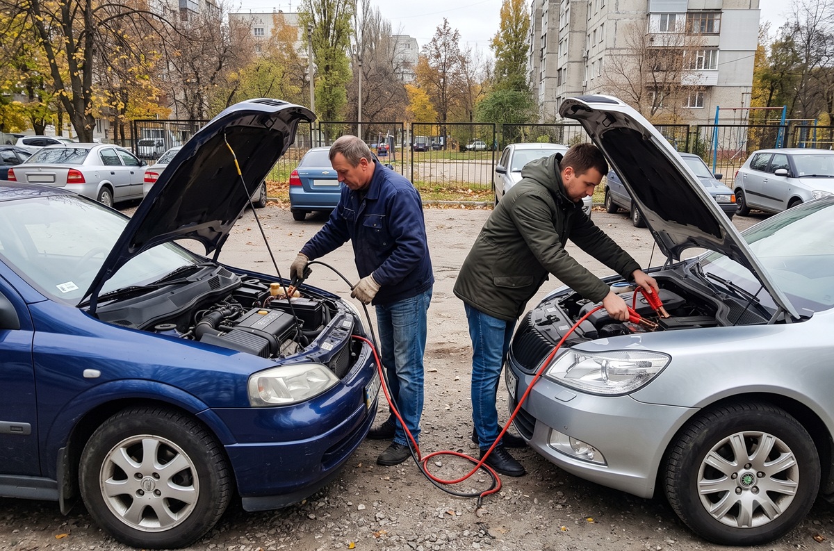 прикурить авто от аккумулятора машины-донора